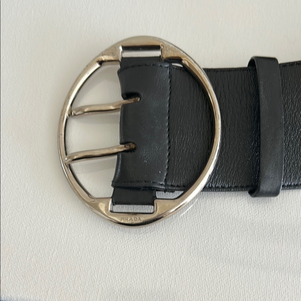 PRADA Black Leather
Chunky Round Buckle Belt  85/34 - Picture 10 of 11